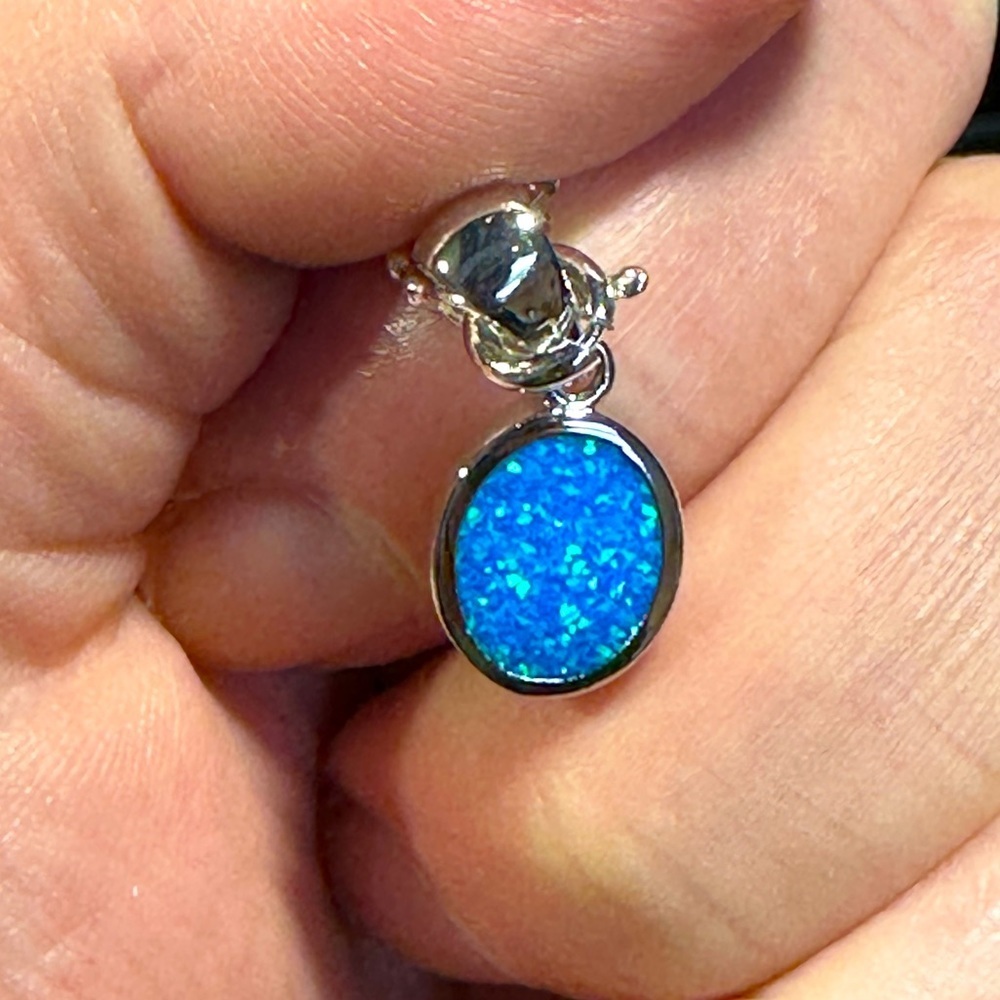 Opal necklace, .925 sterling silver chain, antique style treasure chest box